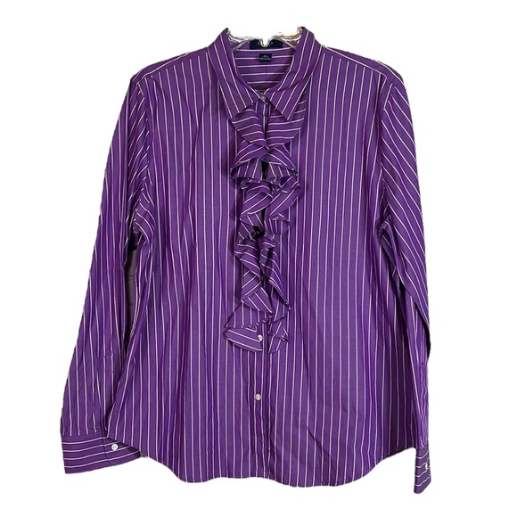 Chaps Tops - Chaps ruffle button down shirt
